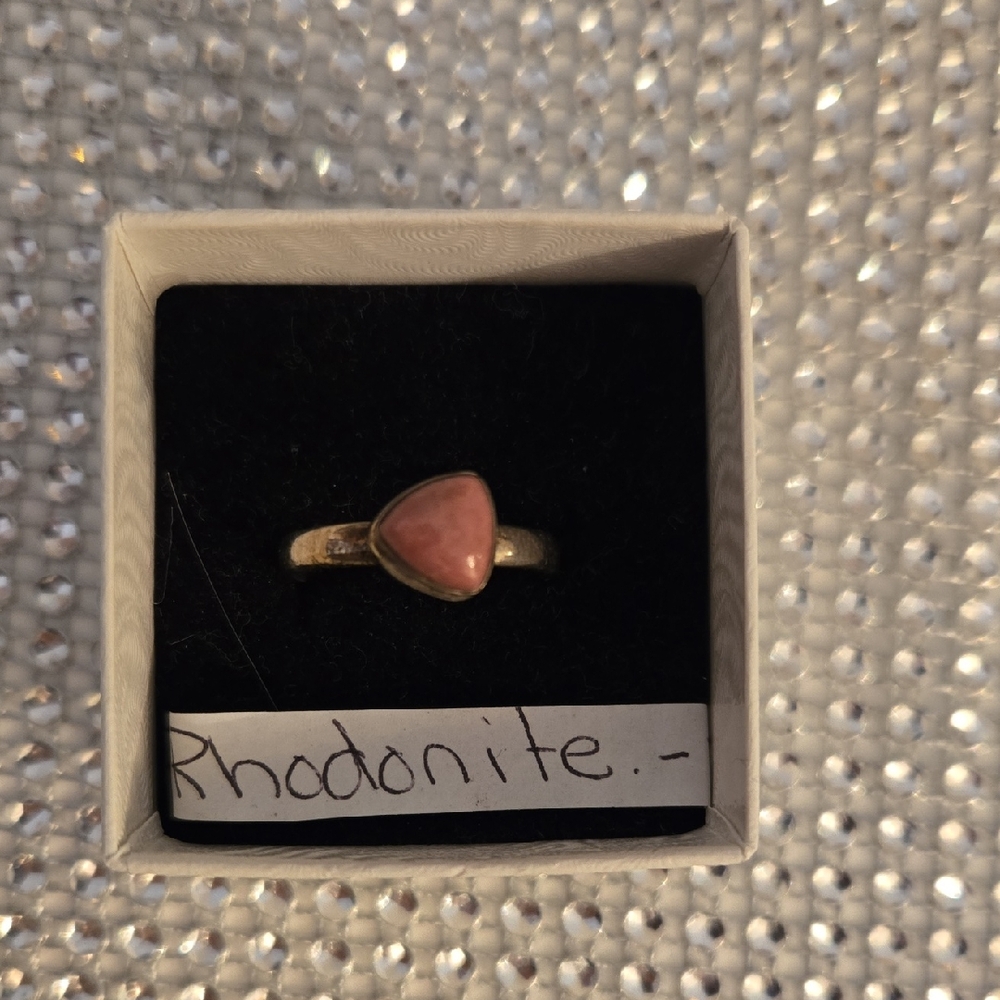 Pink Rhodonite Stone Ring in Gold Setting